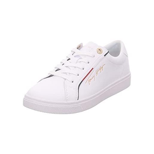 Tommy Hilfiger sneakers con suola preformata donna tommy signature scarpe, bianco (white), 37 eu