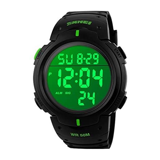 VenSten orologio sportivo digitale da uomo, impermeabile, orologio da polso analogico e resistente, da uomo, verde, cinturino