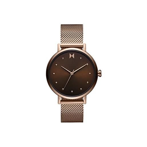 Mvmt orologio analogico al quarzo da donna con cinturino in maglia metallica in acciaio inossidabile color oro rosa - 28000217-d