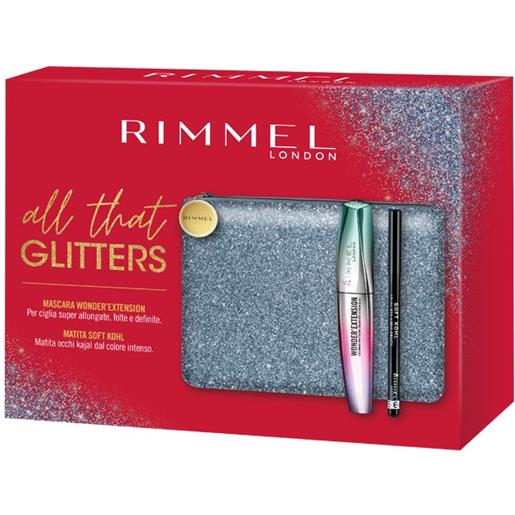 Rimmel kit all that glitters mascara 9,5ml + matita occhi kajal 1,2g +