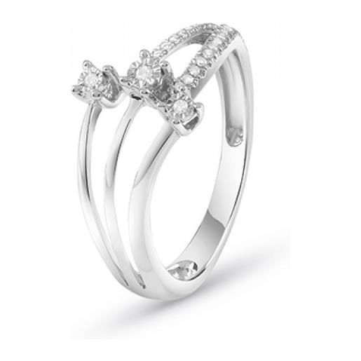 Bliss anello brillante rugiada in oro bianco con diamanti