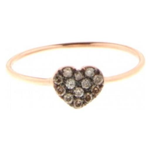 Marco Gerbella anello cuore mini con diamanti brown
