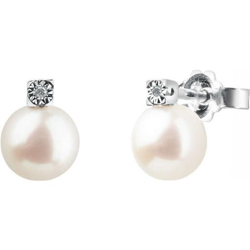 Bliss orecchini rugiada in oro bianco diamanti e perle
