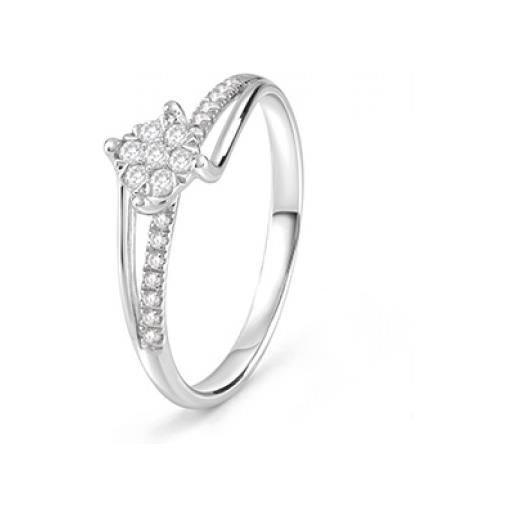Bliss anello caresse brillante in oro bianco con diamanti 0,16 ct