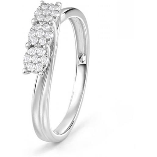 Bliss anello caresse brillante in oro bianco con diamanti 0,15 ct