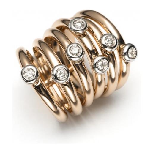 Mattioli anello tibet in oro rosa, oro bianco e diamanti bianchi