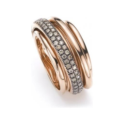 Mattioli anello tibet in oro rosa e nero con diamanti marroni