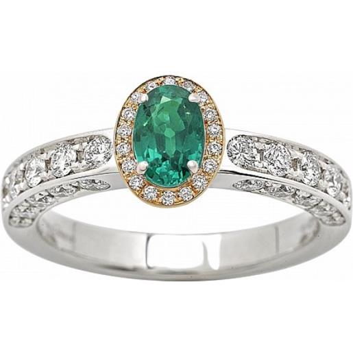 Giorgio Visconti anello icona color in oro bianco, rosa, diamanti e smeraldo
