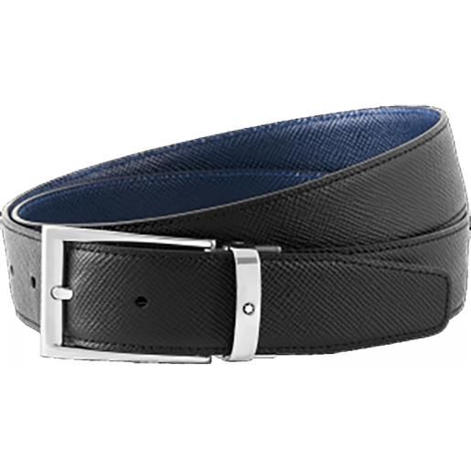 Montblanc cintura elegante nera/indaco reversibile cut-to-size