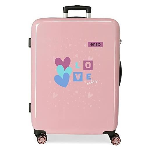 Enso love vibes valigia media rosa 48 x 68 x 26 cm rigida abs chiusura a combinazione laterale 70 l 3 kg 4 ruote doppie