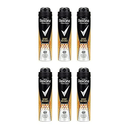 Rexona sport defence deodorante spray da uomo, confezione da 6 (6 x 150 ml)