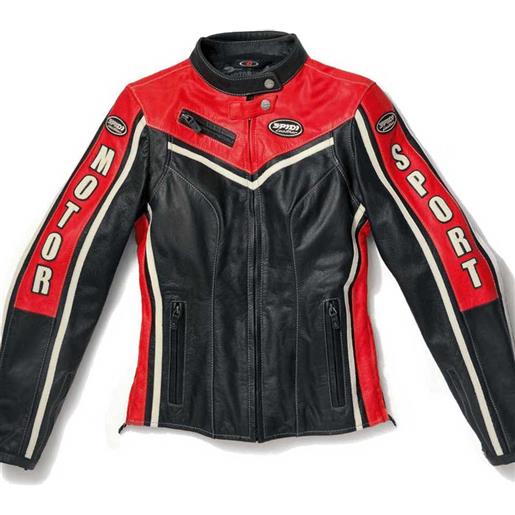 Spidi motorsport leather jacket rosso 50 donna