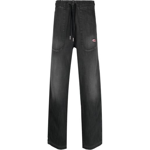 Diesel jeans d-martians track 09e30 a gamba ampia - nero