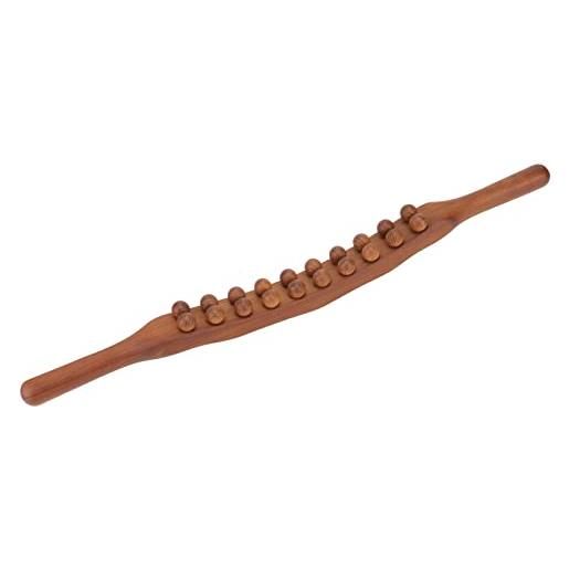RiToEasysports strumenti gua sha in legno, drenaggio linfatico sollievo dalla fatica collo spalla bastone da massaggio rilassante con doppia fila 20 perline