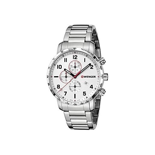WENGER uomo attitude cronografo - orologio al quarzo analogico in acciaio inossidabile fabbricato in svizzera 01.1543.110