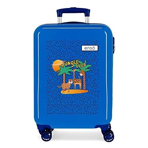 Enso jungle club valigia da cabina blu 38 x 55 x 20 cm rigida abs chiusura a combinazione laterale 34 l 2 kg 4 ruote doppie