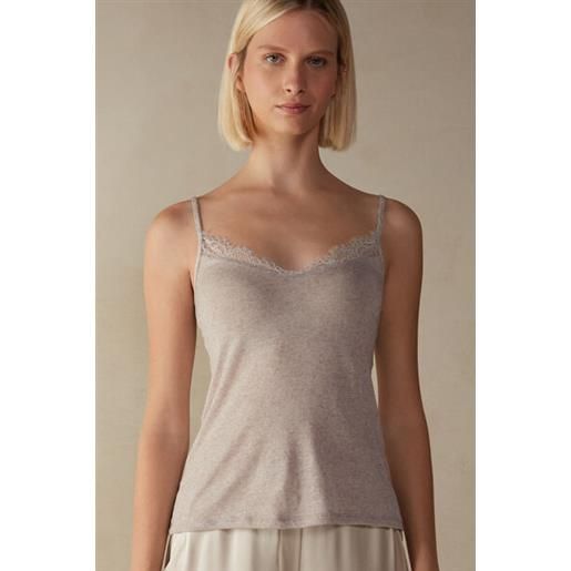 Intimissimi top in modal ultralight con cashmere con pizzo naturale