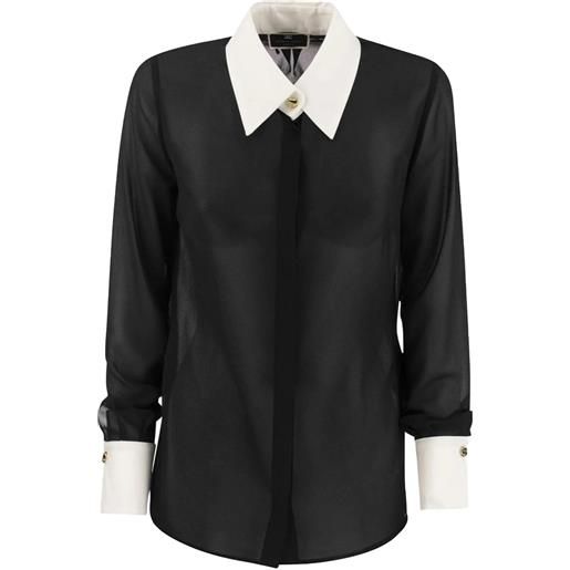 Elisabetta franchi camicia in georgette con contrasti nero