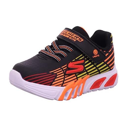 Skechers flex-glow elite, scarpe da ginnastica bambini e ragazzi, bordo sintetico nero arancione giallo, 35 eu