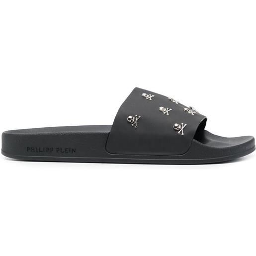 Philipp Plein sandali slides con applicazione - nero