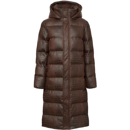 Unreal Fur cappotto imbottito con effetto pelle di coccodrillo - marrone