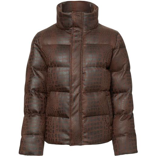 Unreal Fur giacca imbottita con effetto pelle di coccodrillo - marrone