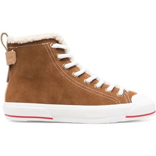 See by Chloé sneakers alte con fodera in shearling - marrone