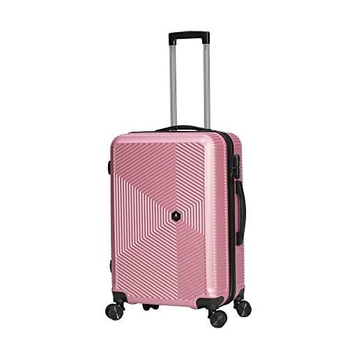 Spacewalker nova valigia cabina/medio/grande/set di 3 in abs da riciclaggio eco-responsabile, rosa, moyenne 66 x 44 x 26 cm, media