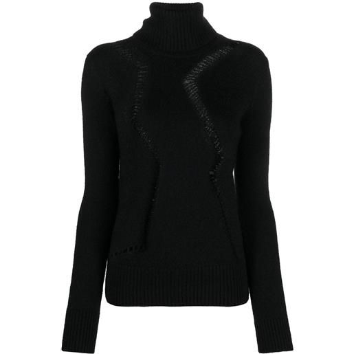 Saint Laurent maglione a collo alto con dettaglio cut-out - nero