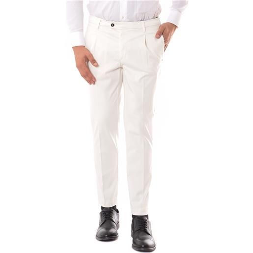 GABARDINE pantalone chicago con pence in cotone panna