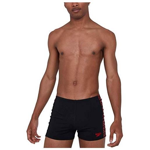 Speedo boomstar splice aquashort, costumi da bagno uomo, nero/rosso (black/fed red), 44