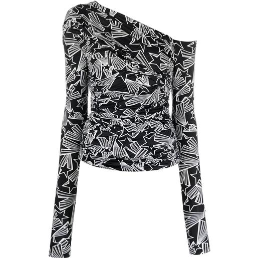 MSGM top monospalla con stampa - nero