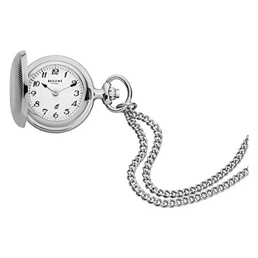 REGENT orologio da donna a tracolla savonnette con catena da 70 cm, diametro 26 mm, quadrante bianco al quarzo in diverse varianti, p-760 - argento/stemma, classico