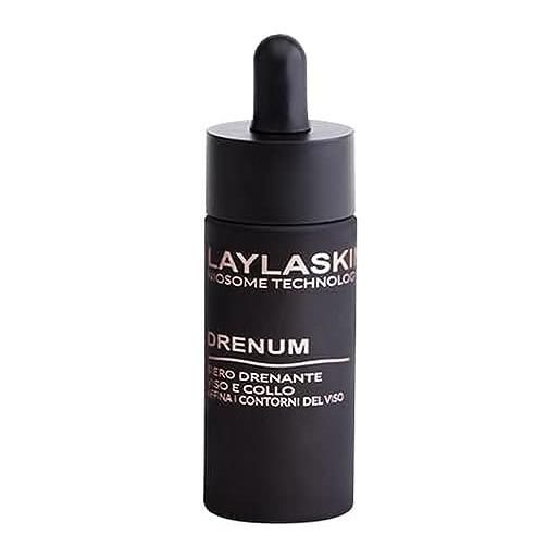 Layla Cosmetics laylaskin drenum siero drenante e snellente per viso e collo acido ialuronico puro al 100%. Biologico, vegano, antirughe e antietá. Siero viso collo e contorno occhi. Naturale al 98%. 30ml