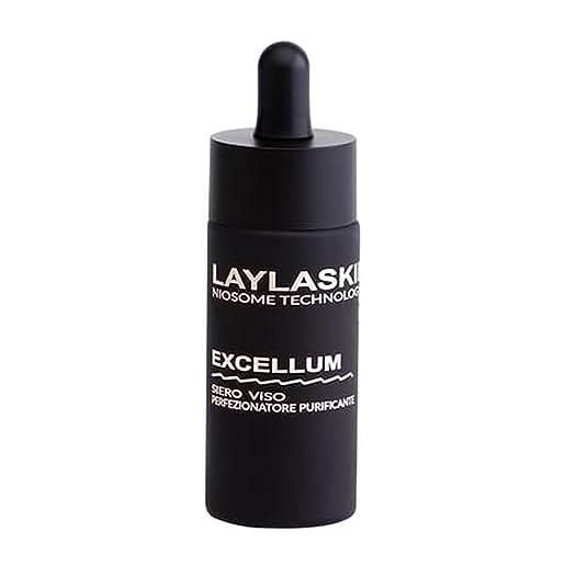 LAYLAskin excellum siero viso perfezionatore e purificante. Effetto immediato seboregolatore, anti rossore, e anti irritazione. Migliora il tono della pelle. Naturale al 98%. 30 ml
