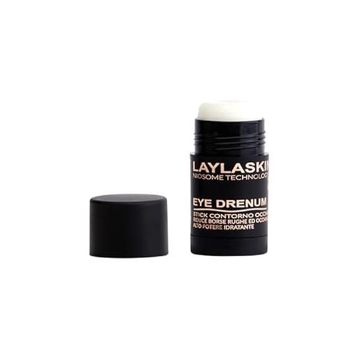 Layla Cosmetics laylaskin eye drenum crema stick contorno occhi drenante sgonfiante extra durata, riduce borse rughe ed occhiaie, alto potere drenante e idratante, naturale al 98%. 25gr. 