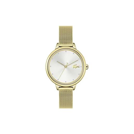 Lacoste orologio analogico al quarzo da donna con cinturino in maglia metallica in acciaio inossidabile dorato - 2001254