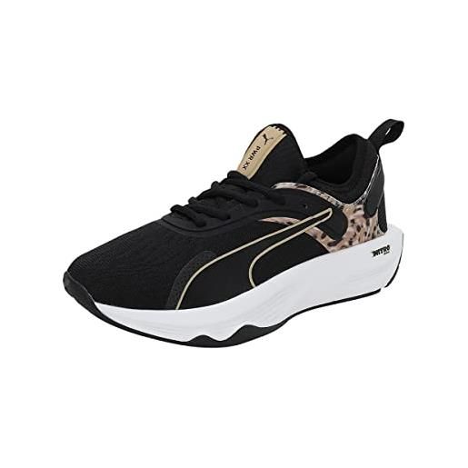 PUMA pwr xx nitro safari glam wn's, scarpe da ginnastica donna, nero (puma black puma team gold), 42 eu