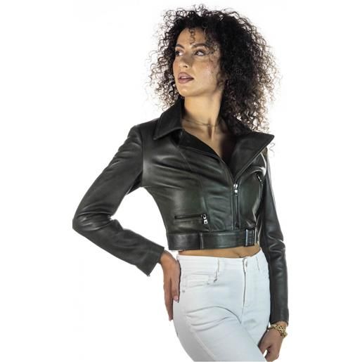 Leather Trend chiodino - chiodo donna verde in vera pelle