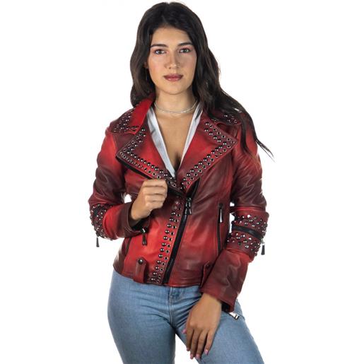 Leather Trend grace - chiodo donna rosso in vera pelle