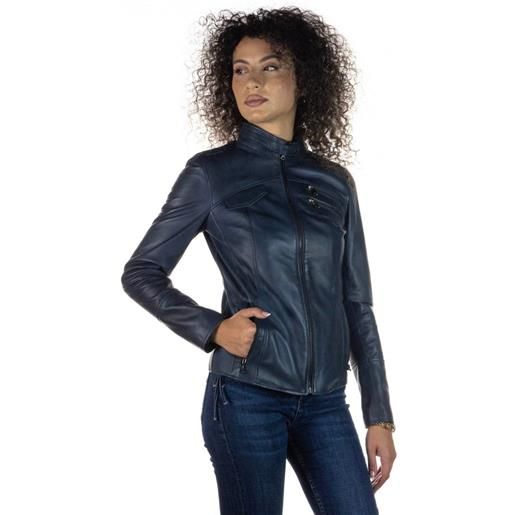 Leather Trend michelina - giacca donna blu in vera pelle