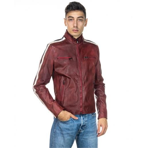 Leather Trend biker - biker uomo bordeaux in vera pelle