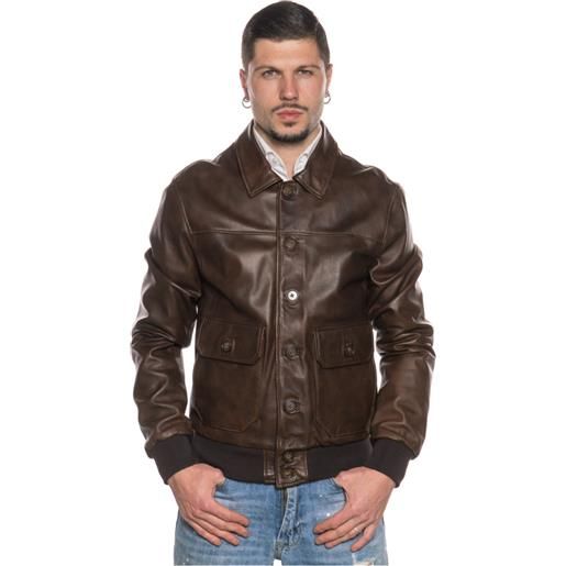 Leather Trend u03 - bomber uomo testa di moro in vera pelle