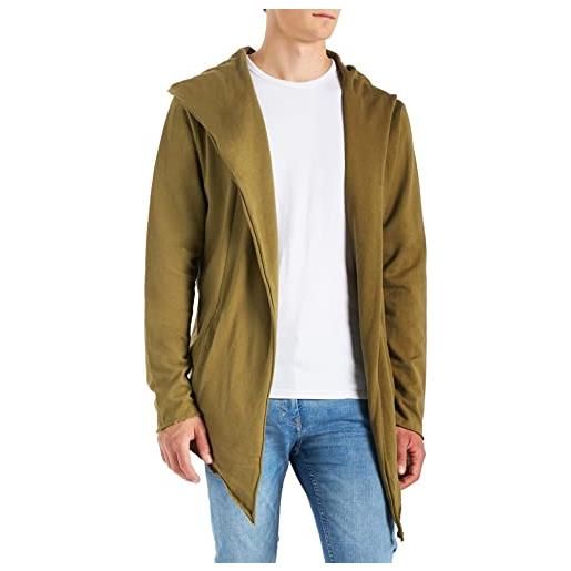 Urban classics uomo cardigan giacca cappuccio, maglione manica lunga, invernale asimmetrico, 100% cotone, stile casual, colore: carbone, taglia: xl