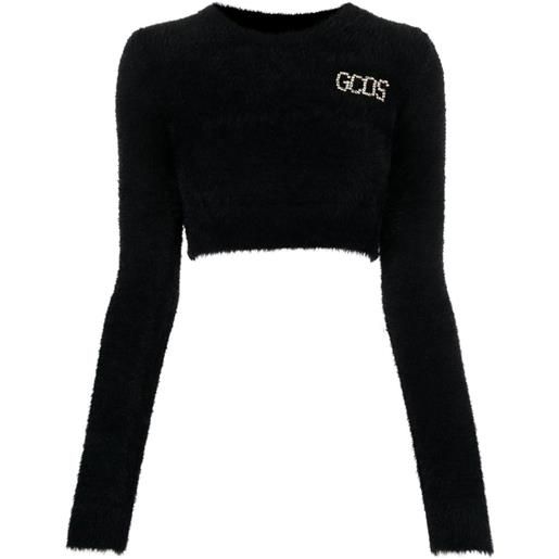 Gcds maglione con logo crop - nero