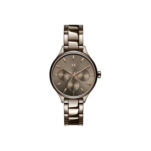 Mvmt orologio analogico multifunzione al quarzo da donna con cinturino in acciaio inossidabile color grigio taupe - 28000240-d