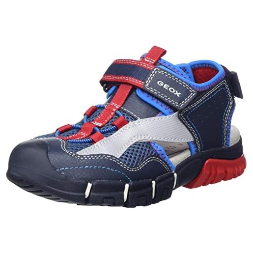 Geox j sandal dynomix boy, sandali bambini e ragazzi, blu/rosso (navy/red c0735), 39 eu