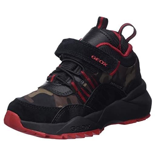 Geox j heevok boy b abx a, sneakers bambini e ragazzi, nero/rosso (black/red), 38 eu