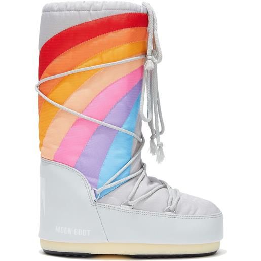 Moon Boot stivali da neve con stampa arcobaleno - bianco