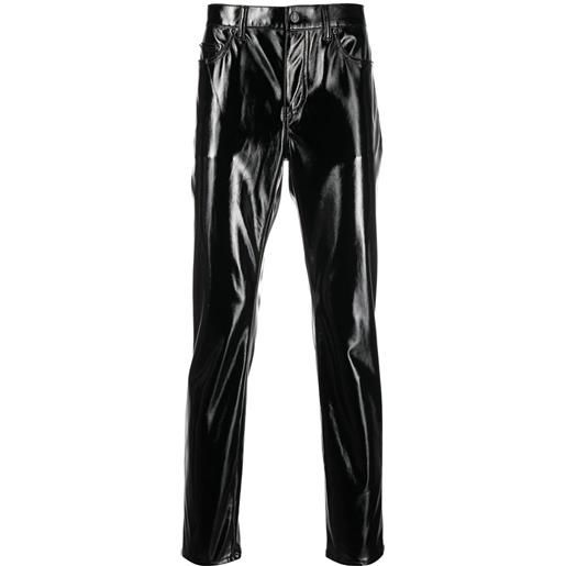 Saint Laurent pantaloni slim con effetto lucido - nero